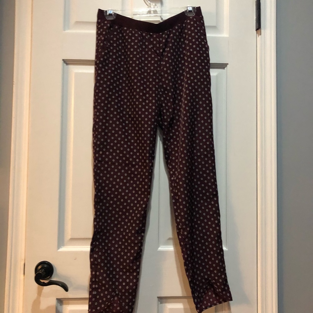 H&M burgundy patterned pants
